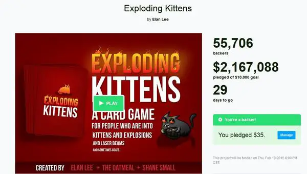 Exploding Kittens Kickstarter